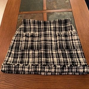 Zara Black and White Plaid Mini Skirt